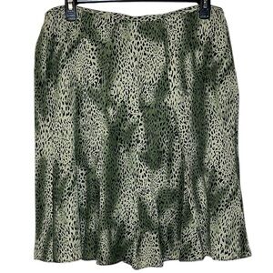 Leopard Print Green Skirt With Ruffle Hem Vintage Y2K Size 16